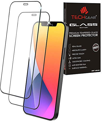 TECHGEAR [2 Pack 3D GLASS Edition for iPhone 12, iPhone 12 Pro [FULL Screen Adhesion] & [Full Coverage] Tempered Glass Screen Protector Guard Cover Compatible with iPhone 12 Pro/iPhone 12 6.1