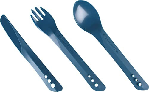 Lifeventure Ellipse Plastic Interlocking Cutlery Set For Camping, Travel & Outdoor - Navy Blue