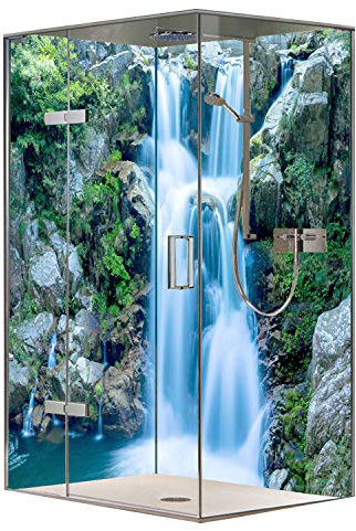 Original FLYERANDPRINT - SHOWER-PLATE, Alu-Dipond, OHNE FUGEN, Fliesenersatz, Duschrückwand, Wunschmaß, Dusche, Bad, Wandverkleidung, Wandverkleidung, DW-17-36 (90 x 200 + 120 x 200 cm)