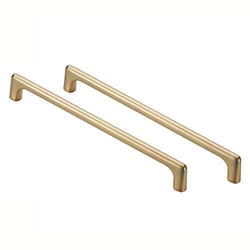 Dreneco 2 Pack Cabinet Handles Cupboard Handles Drawer Handles Kitchen Door Handles Square Handles (CC:320mm, Brushed Brass)