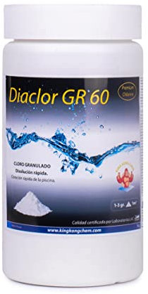 Cloro rápido para Piscinas DIACLOR GR 60 1 KG - Cloro granulado de disolución rápida - Dicloro granulado Puro - DIASA