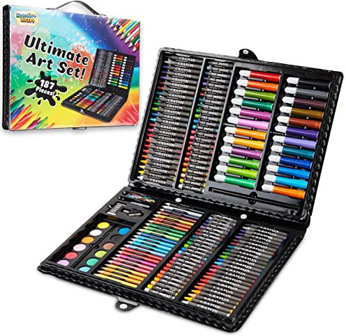 KreativeKraft Maletin Pinturas Para Niños con Ceras Lápices de Colores y Pinturas Acuarelables