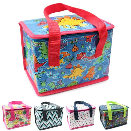 Fashion Stationery Lunch Bag Insulated Cooler Kids Adults Folding Reusable Pack Lunch Bags for Girls Boys Kids Picnic Bag (Blue)