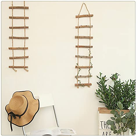 Gisela Wooden Rope Ladder Wall Hanging Metope Decoration Modern Minimalist Style Livingroom Decor Creative Furnish