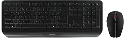 CHERRY GENTIX DESKTOP, Wireless Keyboard & Mouse Set, UK Layout (QWERTY), 2.4 GHz Wireless, Integrated Palm Rest, Symmetrical Design, Black