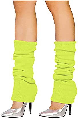 The Fancy Dress® Ladies Bright Neon 80s Party Club Dance Ankle Leg Warmers - Women's Retro Fancy Dress Accessory (Lime Yellow)
