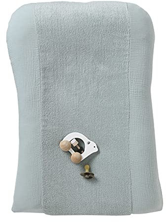 VERTBAUDET Wickelunterlagen-Schonbezug, Musselin/Frottee Oeko-Tex aquamarin ONE SIZE
