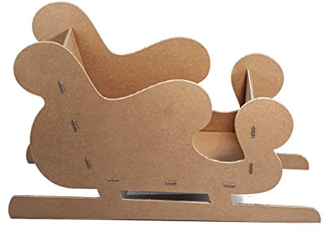 Rippotai Trineo de cartón para decoración de Navidad, 80 x 34 x 48 cm, para Combinar con el Reno. Decoración navideña para casa y escaparates