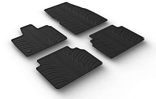 AROBA GL0542 Design Gummi Fußmatten kompatibel mit BMW i3 und i3s ab BJ. 10.2013> erhöhter Rand 4 TLG Farbe Schwarz Gummimatten Automatten passgenau