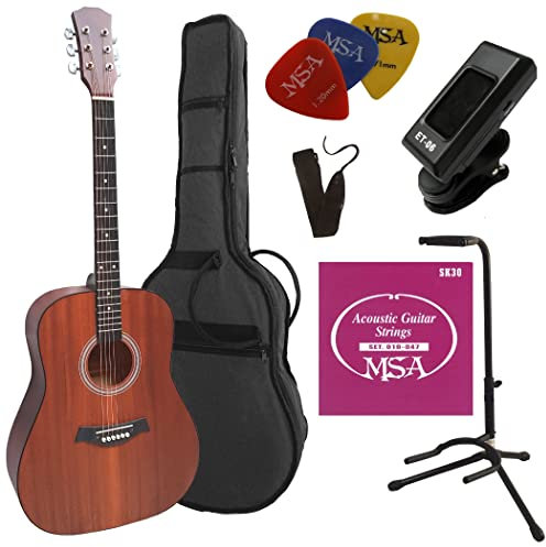 4/4 WESTERNGITARRE MAHAGONI - SET - AKUSTIKGITARRE - NATUR - TASCHE - STÄNDER - STIMMGERÄT