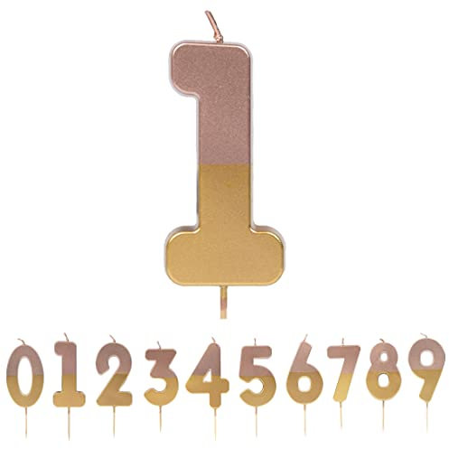 Talking Tables Rose Gold Number 1 Candle Premium Quality Pink Birthday Cake Topper Decoration for Kids, Adults, Teenagers, 1st Party, 18th, 21st, Anniversary, Milestone, ROSEGOLD1