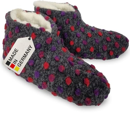 MYNE Bettschuhe IamFlauschi Funky Anthrazit Größe 36/37 - Kuschelig Warme Hausschuhe aus Schafwolle - Hüttenschuhe für Damen und Herren