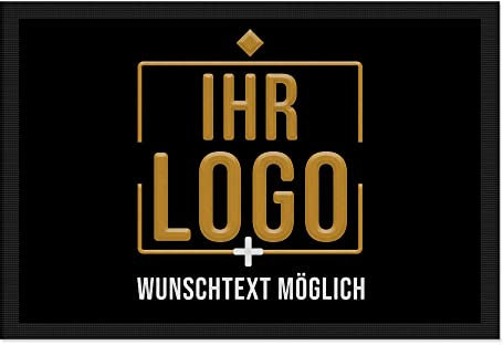PR Print Royal Personalisierte Fußmatte mit Logo und Wunschtext - Logomatte - Schmutzfangmatte mit Logo | rutschfest, 90x60cm mit Gummirand