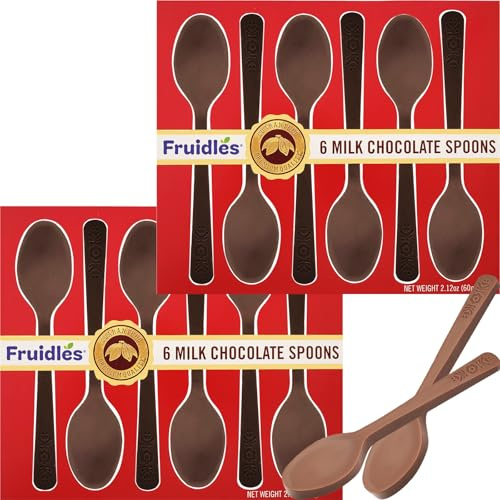 Fruidles 2-Pack Total 12 Milk Chocolate Spoons Candy Hot Stirring, Gourmet Milk Cocoa Edible Spoon Stirrers, Non-GMO -
