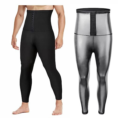 Schwitzhose zum Abnehmen Sauna Hose Herrn Hot Thermo Sweat Jogginghose Schwitz Leggings High Waist Sporthose Schweiß Schwitzanzug Shape Laufhose Sportleggins (Silver, XL)