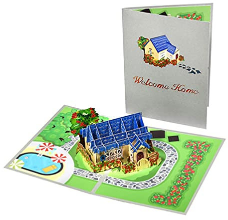 Haus 3D Pop-Up Grußkarte Karten mit Umschlag Einweihungsgeschenk für Umzug Glückwunsch Grußkarte