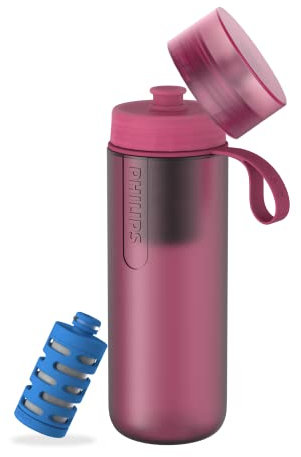 PHILIPS Water GoZero Active BPA-Free Water Bottle with Fitness Tap Water Filter, Sport Squeeze Water Bottle, Lightweight, 24 oz with Fitness Filter, Plum