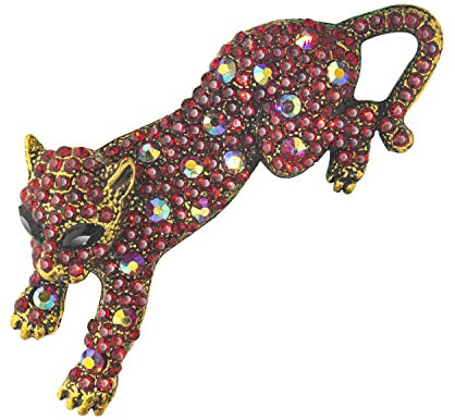 KristLand Fashion Broche vintage léopard avec strass multicolores et cristaux d'animaux sauvages pour corsage