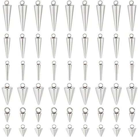 UNICRAFTALE 60 Stück Edelstahl Kegel Charm 6 Größen Hypoallergen Punk Stil Spike Anhänger Baumelnder Charm Für Selbstgemachte Halskette Ohrringe Armbänder Schmuckherstellung