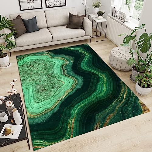 LVTFCO Grüner Farbverlauf Gestreift Indoor-Teppich, Vintage Mode rutschfest Flachgewebter Teppich - für Schlafzimmer Wohnzimmer Esszimmer Balkon 80 x 120 cm