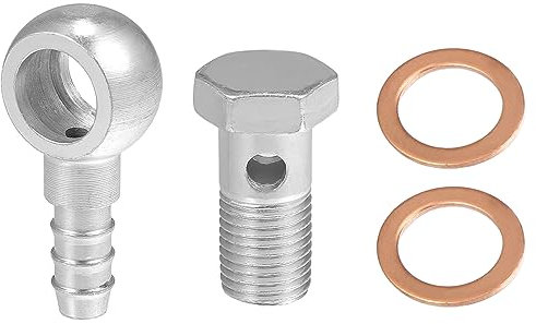 X AUTOHAUX 14mm ID 10mm OD M14x1.5 Banjo Fitting Adapter Silver Tone - 4 Pcs
