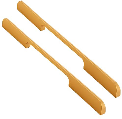 Aluminum Alloy Furniture Drawer Pulls Kitchen Door Handles Cabinet Handles Finger Edge Pull Door Levers Knobs Furniture Hardware Champagne Gold 2 Pieces (Hole Distance 128mm)