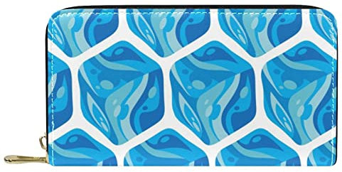 Portefeuille classique long en cuir La Reine des Neiges Glaçons Bleu Art Pochette Voyage Porte-monnaie Carte Paquet Mode Sac d'argent pour Femmes Hommes, multicolore, 19x11.5x2.5cm/7.5x4.5x1in,