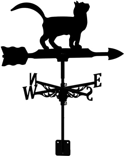 EICOFF Veleta, veletas para Gatos, indicador de dirección del Viento de Acero Inoxidable con Veleta, decoración de jardín con Logotipo de Gato Duradero Retro, con Herramienta de medición de Techo p