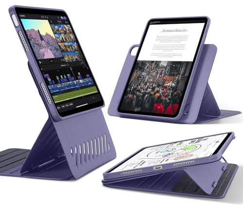 ESR for iPad Air 11 Inch Case(M3, 2025/M2, 2024), iPad Air 6th/5th/4th Generation Case, Removable Magnetic Cover, Adjustable Portrait/Landscape Stand with Raised Screen View, 9 Standing Angles, Purple