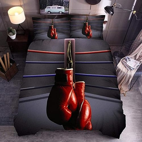 Buohwiwe Boxen Bettwäsche 135x200 Teenager-Junge Bettbezug Superweiche Mikrofaser 3 Teilig Boxen Bettwäsche-Sets + 2 Kissenbezug 80x80 cm mit Reißverschluss