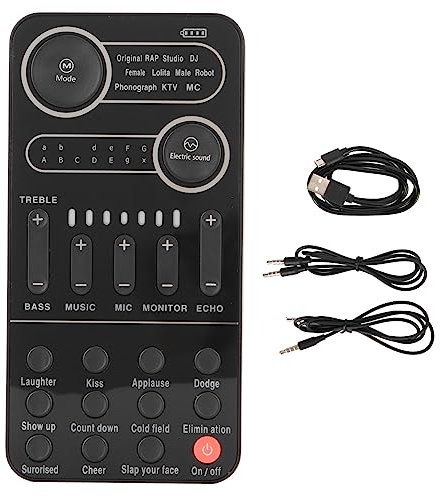 Changeur de Voix Portable, Bluetooth 5.3 Effets Multifonctionnels Carte Son Live Portable, Mélangeur de Carte Son pour Jeux et Livestreaming pour