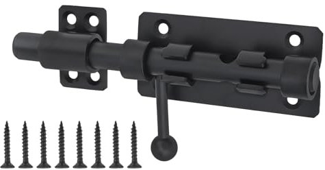 HOJLKLD Verrou de Porte à Boulon Coulissant, Loquets de 160 mm avec trou de cadenas de 10 mm, Serrure de Porte en Acier Inoxydable 304 pour Clôture en Bois, Porte de Cour, Porte de Grange (noir)