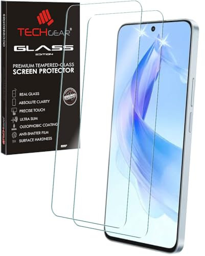 TECHGEAR Paquete de 2 protectores de pantalla de vidrio templado edición para Honor 90 Lite 5G, [borde redondo 2.5D] [dureza 9H] [claridad de cristal] [resistente a los arañazos] [sin burbujas]