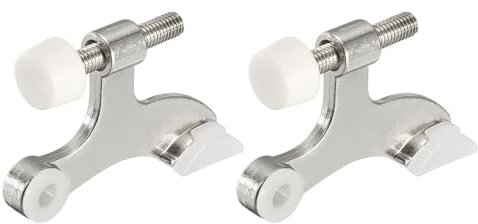 sourcing map Door Stoppers, 2Pcs 2-1/2 x 1-3/4 - Zinc Alloy Hinge Pin Door Stop, K Type Adjustable Door Stopper with Rubber Bumper Tips (Nickel)
