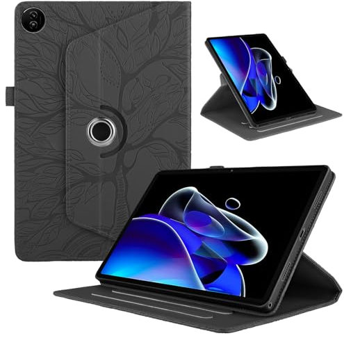 FERLAN Giratoria Compatible Funda para OPPO Realme Pad 2 11.5 2023 Tableta,PU Cuero Flip Funda Protectora 360°Carcasa Giratoria de ángulo Múltiple Stand Función,Negro