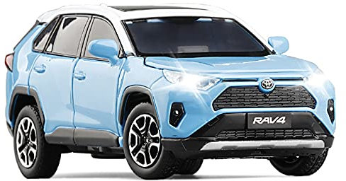 Motorfahrzeuge Replika Auto 1/32 Für Toyota 2020 RAV4 SUV Simulationsfahrzeuge Druckgusslegierung Automodell Kinder Zurückziehen Sound Licht Spielzeug Originalgetreue Nachbildung ( Color : Blue )