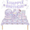 Meerjungfrau Partygeschirr Set,82 Stück Meerjungfrau Geschirr Lila Meerjungfrau Tischdeko Pappteller Becher, Servietten, Tischdecke und Happy Birthday Banner für Mädchen Geburtstag Deko 20Gäste