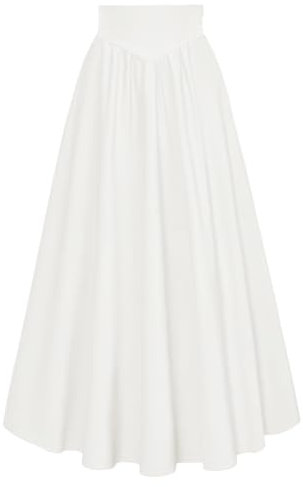 SCARLET DARKNESS Jupe Maxi Victorienne pour Femme Vintage Taille Haute avec Cordon de Serrage Jupes Longues Blanc M