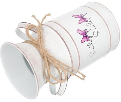 Mipcase Vintage Iron Flower Arrangement Vase Sturdy Flower Bucket Home Decor Decorations