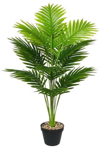 AIVORIUY Plantas Artificiales con Maceta Palmera Grande Árbol Artificial Plástico de Interior y Exterior Decoración para del Hogar, Oficina, Casa, Balcón, Dormitorio Baño (80cm Alto Palma Grande)