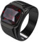 JewelryWe Ring Herren Edelstahl Siegelring: Rot Quadratischer Achat Onyx Breitband Biker Vintage Solide Poliert Hip Hop Rock Band Männer Ringe mit Gravur Größe 62