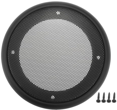 X AUTOHAUX 4 Speaker Grills Cover Mesh Round with Mounting Screws Iron ABS Black - Pack of 1