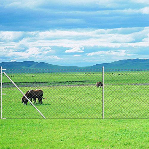 LAPOOH Chain Link Fence with Posts Spike Galvanised Steel 25x1.5 m,Chain Link Fence,Garden Fencing,Chain Link Fencing,Garden Fencing Barrier-141509