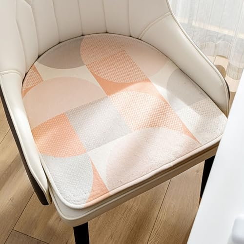 Viusneun 2er Set Stuhlkissen, 44×41cm Rutschfestes Sitzpolster Halbrund Waschbares Sitzkissen Exquisites Stoff Stuhlkissen für Haus und Garten Alle Stühle (Rosa)