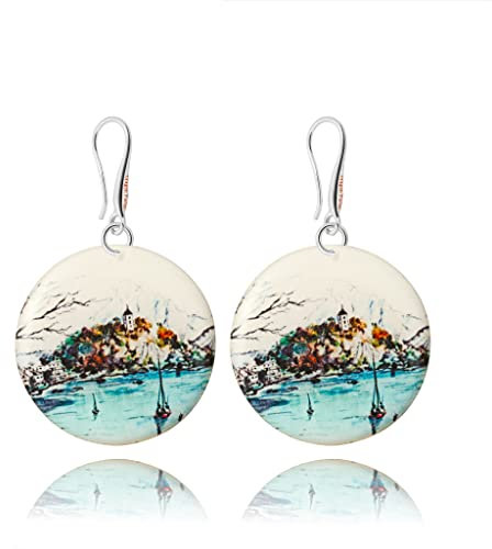 Kreativ Avantgarde Stadtblick Ohrringe Hängend Schmuck für Damen (Stil 10 - Alpensee)