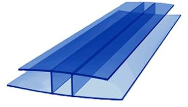 H-Profil Blau 8mm Polycarbonat - 1000mm für Stegplatten, Glas, Kunststoffplatten, Gewächshaus, UV-beständig und langlebig