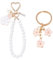 Kabwea Bracciale da donna con ciondolo a forma di fiore, portachiavi da donna, stile estetico, carino (1 braccialetto floreale + 1 portachiavi, multicolore, L