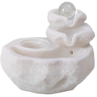 Fuente de Mesa Fuente de escritorio con humidificación de agua corriente Wigwam, fuente de escritorio for bonsái, bola de reenvío, fuente de agua de la fortuna Springs Fuente de relajación(Blanco)