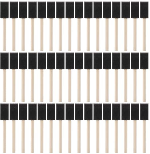 DAJAVE Lot de 120 pinceaux en mousse de 2,5 cm avec manche en bois, mousse haute densité, pinceaux en mousse pour peinture acrylique