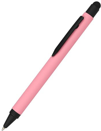 𝗢𝗡𝗟𝗜𝗡𝗘 Kugelschreiber Alu Stylus Rose, Druckkugelschreiber aus Aluminium, auswechselbare Großraum-Mine, Schreibfarbe blau, mit Softtouch Feeling, Stift mit Touchpen, 1 Stück